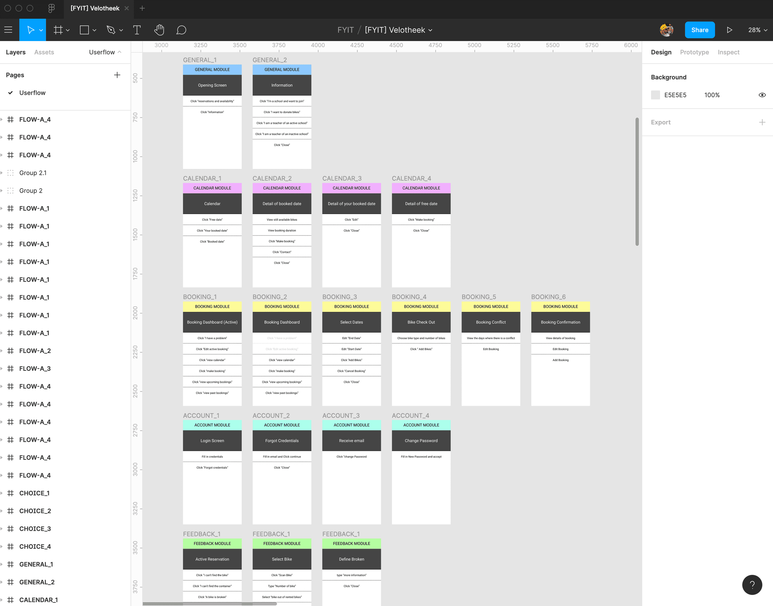 A screenshot of the application: Figma, showing the low fidelity prototype.